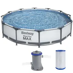 Bestway - Piscina Estructural Redonda con Bomba Bestway Steel Pro MAX 366x76cm 6473l