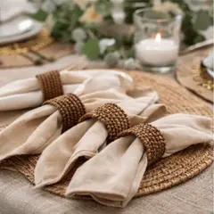 OEM - Plato de Sitio Artesanal de Ratán Natural – Set x 4 Unidades - Estilo Boho Elegante