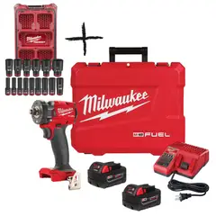 Milwaukee - Llave de impacto 1⁄2 FUEL de M18 + set de dados de impacto 2855-259-06