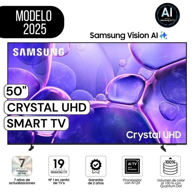 Televisor Samsung 50"  Pulg. Crystal UHD UN50U8000FG Smart TV Modelo 2025 - Negro