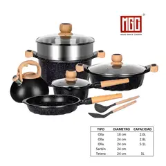 OEM - JUEGO DE OLLAS MGC DE 11 PIEZAS ROCA VOLCANICA