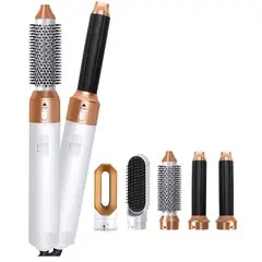 GENERICO - Peine Cabello Cepillo Secador 5 en 1 Alisador Rizador Multifuncional blanco\ dorado