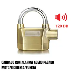 GENERICO - CANDADO CON ALARMA ACERO PESADO PUERTAS MOTO BICICLETA