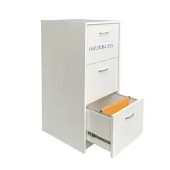 TEMEL - Archivador Oficina, Cajonera 03 Para Folder Colgante Llave. Blanco