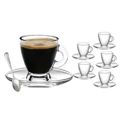 GENERICO - Set x 6 de tazas 80 ml con platillo para Cafe o Te.