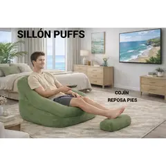GENERICO - PUFFS SOFÁ SILLÓN Y REPOSAPIES TERRAZA DORMITORIO SALA OFICINA  RELLENO POLIESTIRENO LAVABLE