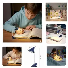 JUST HOME COLLECTION - LUZ DE LECTURA LED PACK X2 LUZ CÁLIDA CON CLIP INFANTIL DEER HOME COLLECTION AZULMARIN 3 PILAS EXTRA