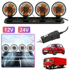 SEISA - Ventilador de Camion Camioneta o Auto con 4 Ventiladores Giratorios 12V - 24V