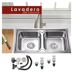 XM - Lavadero de Cocina Doble Poza WO7843 Acero Inoxidable Satinado