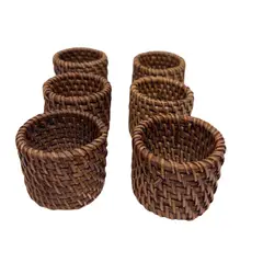 OEM - Aros de Servilleta Artesanales de Ratán Natural – Set x 6 Unidades - Estilo Orgánico