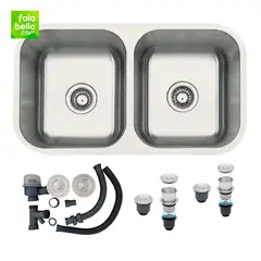 XM - Lavadero de Cocina de Acero Inoxidable Doble Poza Satinado 82.6 cm