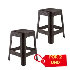 GENERICO - Banco Tabarua X2 unidades Modelo Tipo Ratán Plástico Color Negro