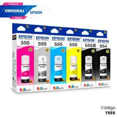 EPSON - KIT TINTA EPSON 555 Original Negro foto Gris Negro Cian Magenta Amarillo