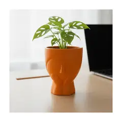 GENERICO - Maceta de Cerámica Rostro Naranja
