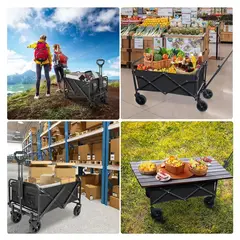 EVERSO - Carrito Compras Plegable Carro De Camping Con Ruedas Negro