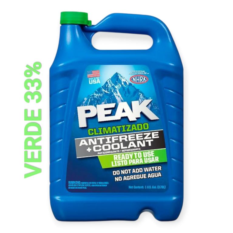 Refrigerante Anticongelante Peak 33% Verde Climatizado