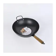 GENERICO - SARTEN WOK CHIFERO DE ACERO INOXIDABLE NEGRO 36CM