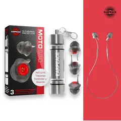 EAR PEACE - Tapones de Oìdos MÚSICOS CONCIERTOS ENSAYOS + Cordón Sujetador - Filtro Antiruido de 24dB MOTO PRO