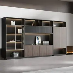 GENERICO - Vitrina Oslo Moderna iluminada - Marrón y Negro