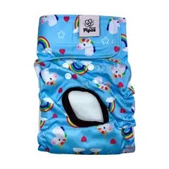 GENERICO - Pañal reutilizable para perro hembra Talla S modelo Unicornio Celeste