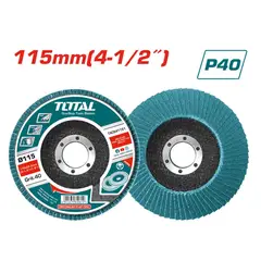 TOTAL TOOLS - PACK X 10UND : DISCO FLAP ZIRCONIO 4.1/2" GR 40 115MM X 22MM TAC641151 TOTAL