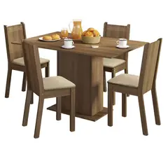 MADESA - Juego de Comedor Lexy Madesa con 4 Sillas MarrónBeige