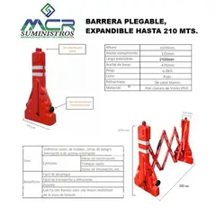 GENERICO - BARRERA PLEGABLE EXPANDIBLE HASTA 2 METROS CON 10 CENTIMETRO.