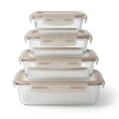 BELESSI - Set x4 Tapers Herméticos de Vidrio con Tapa