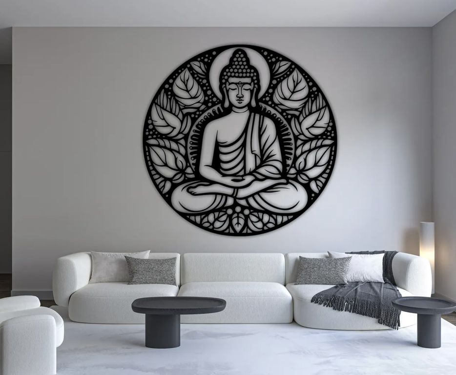 CUADRO DECORATIVO BUDA MDF NEGRO