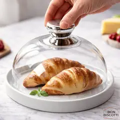 GENERICO - Tortero Porta Postres Moderno - Domo con Plato - Bombonera con Base Cerámica y Cúpula Acrílico