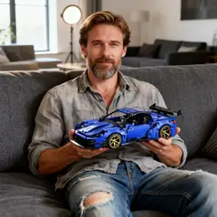 GENERICO - Auto Deportivo Armable Azul a Control Remoto y App con luces led