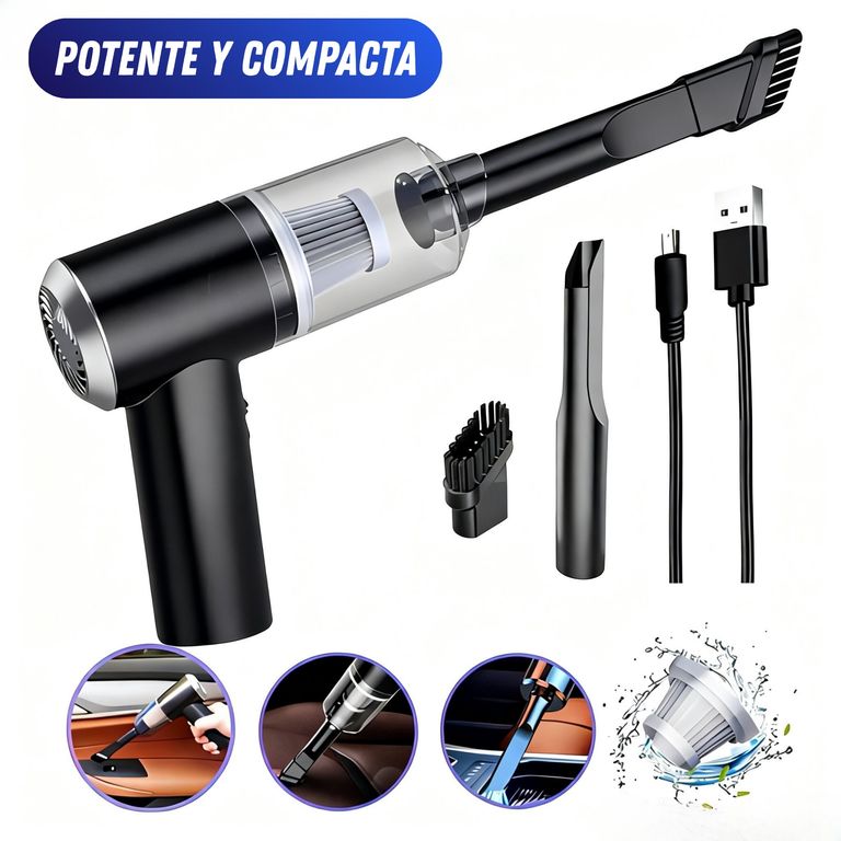 Aspiradora De Auto De Mano De 3 Niveles De Potencia Recargable E Inalámbrica