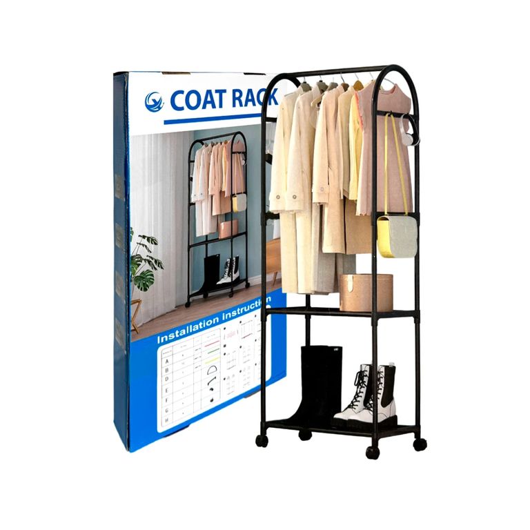COLGADOR DE ROPA ZAPATERA ELEGANTE CON RUEDAS 165x59x30 CM