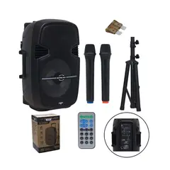 BATBLACK - Parlante Gabinete Activo Recargable 15 5000W con Bluetooth BT-1215A6-2