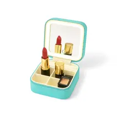 GENERICO - Organizador de Joyas Maquillaje de Viaje con Espejo y Luces LED Recargable Mini Joyero Personal