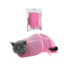 GENERICO - Bolsa tipo malla rosado para gatos ideal para baños seguros y sin arañazos