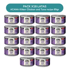 ACANA - Pack 18 Latas ACANA Premium Paté Kitten Pollo y Atún 85 g – Comida Húmeda para Gatitos