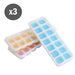 GENERICO - Pack x3 Hielera Moldes de Hielo con base de Silicona - Color aleatorio