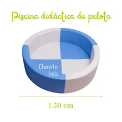GENERICO - PISCINA DIDACTICA  C/PELOTAS INCLUIDAS CELESTE C/BEIGE 150x33 cm