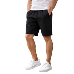 ENKI - Short Hombre French Terry Negro Deportivo Urbano