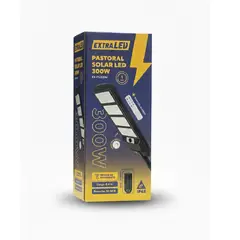 EXTRALED - Pastoral LED Solar 300W A67cm L26cm Contro Sensor y Tubo de Fijación