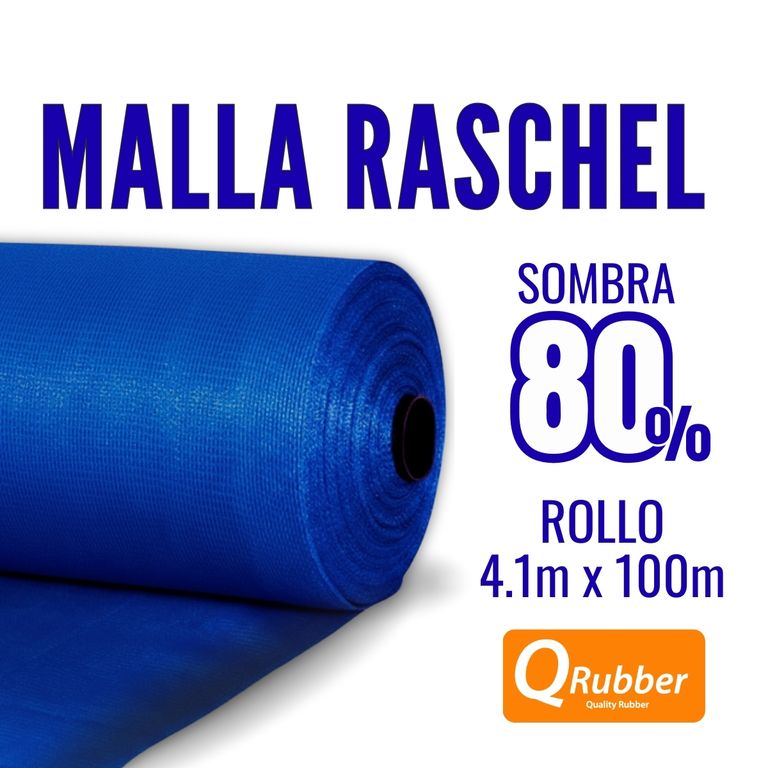 Malla raschel 80% 100 M x 4.1 M Azul QRubber
