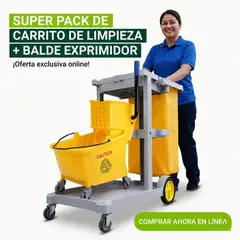 EXORIAM - Pack de Carrito de Limpieza Profesional con Balde y Exprimidor Ideal para Uso Comercial e Industrial