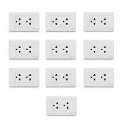 HOME LIGHT - Pack x10 Tomacorriente Empotrable Doble 16A con Tierra Deluxe