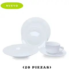 ICHIMATSU - Juego Loza China Blanco ( Taza Coupe) 20 piezas-Ichimatsu.