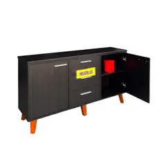 TEMEL - Aparador ROSE decorativo para sala Wengue con Patas Vintage