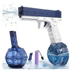 GENERICO - Juguete Pistola de Agua Eléctrica Manual Azul Juguete para Niños Cargador + Accesorios