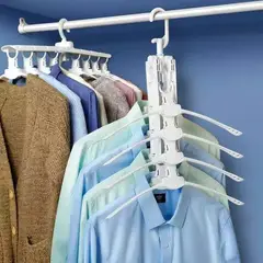 GENERICO - GANCHO COLGADOR DE ROPA PARA ARMARIO PLEGABLE GIRATORIO 8 PERCHAS FUCSIA