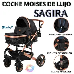 EBABY - COCHE CUNA MOISES DE LUJO SAGIRA EBABY156 - NEGRO