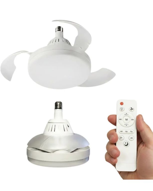 FOCO VENTILADOR DE TECHO RETRACTIL MODERNO LUZ LED CONTROL SILENCIOSO DE 30 CM DE DIAMETRO